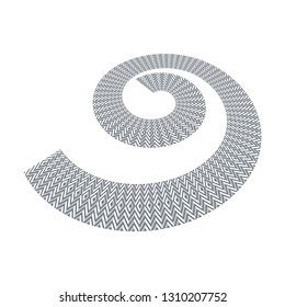 Spiral design element. Diamonds and zigzags pattern. Goffered geometric texture. 