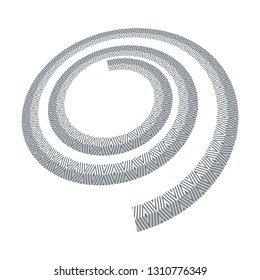 Spiral design element. Geometric diamonds pattern in helical shape. Vector art.