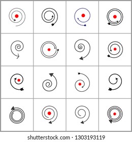 Spiral design elements.  Abstract black and red icons. Vector art.