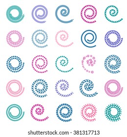 Spiral design elements. Abstract icons  set. Vector art.