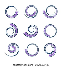 Spiral design elements. Abstract swirl icons. Vector art.