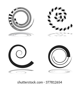 Conjunto de elementos de design em espiral. Arte vetorial.