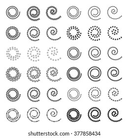 Spiral design elements set. Vector art.