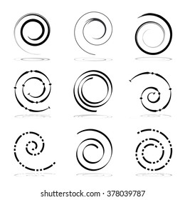 Spiral design elements set. Vector art.