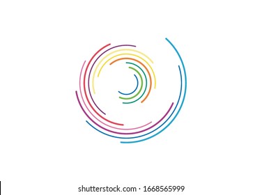 Logo de diseño de espiral. Diseño circular de conexión. Creativo colorido. Ilustración del vector