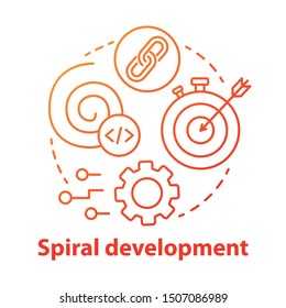 Spiral development concept icon. Strategy management. Planning and achieving goal. Software system engineering idea thin line illustration. Vector isolated outline drawing