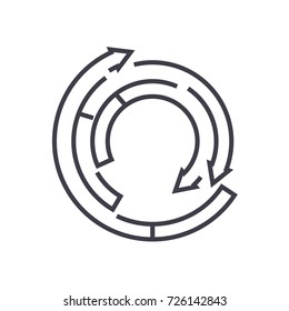 spiral diagram vector line icon, sign, illustration on background, editable strokes