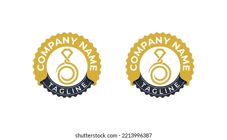 Spiral Diamond Ring Jewellery Stamp Badge Logo Concept sign icon symbol Element Design. Jewelry Logotype. Vector illustration logo template