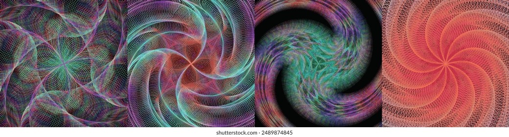 Colección de fondo de diseño de arte digital en espiral