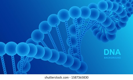 The spiral of the DNA molecule. Concept of innovative medical technologies. Microscopic structure of genetic engineering. Blue background.