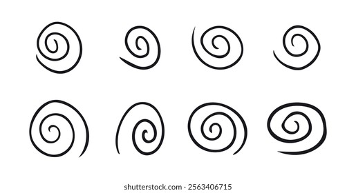 Spiral Doodle Icon set, line hand drawn swirl wave symbol vector design. Great for mobile app, web design, game, etc