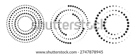 Spiral dot icon vector. Swirling dotted circle illustration. Halftone circle icons elements . Half tone circle. Round dotted frame, circles pattern.
