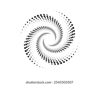 Diseño de patrón de puntos en espiral, Espiral de puntos circulares de semitono, Fondo circular punteado, Fondo Abstractas con círculos, Diseño de fondo de patrón de puntos de semitono.