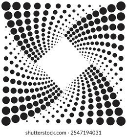 Spiral dot pattern design, Halftone circular dotted spiral, Dotted circular background, Abstract background with circles, Halftone dot pattern background design.