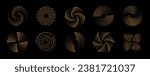 Spiral dots backdrop with an abstract golden-colored set