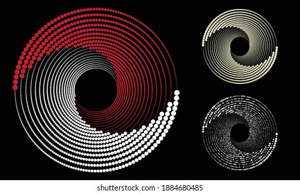 Spiral dots backdrop designs. Abstract background illustrations with halftone effects.