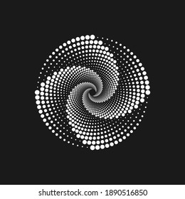 Spiral dots background design. Abstract monochrome background.