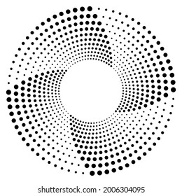 Spiral dots background design. Abstract monochrome background. Vector art illustration.