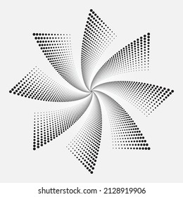 Spiral dots background. Halftone shapes, abstract logo emblem or design element for various purposes.  Retro style halftone design element.