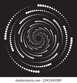spiral with dots created on black background