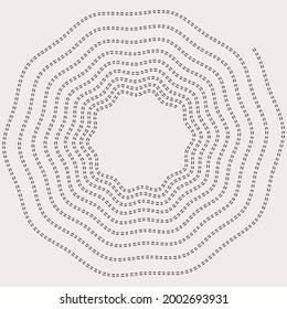 Spiral double dashed lines. Vector simple coil.