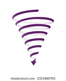 Spiral down violet arrow concept. Infographics and data visualization. Element of interface for mobile application, program and website. Isometric vector illustration isolated on white background