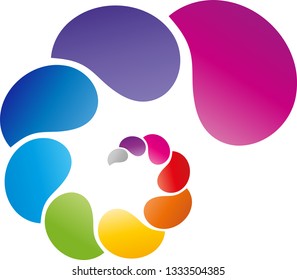 Spiral from drops in color logo