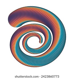 The spiral. The dynamic shape of the parallel lines creates the illusion of volume. A design element for creative ideas