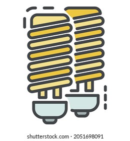 Spiral eco bulb icon. Outline spiral eco bulb vector icon color flat isolated on white