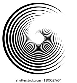 Spiral element. Abstract swirl, twirl isolated on white