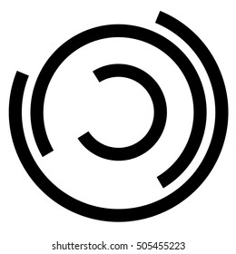 Spiral element with concentric circles. Abstract decorative element isolated on white.