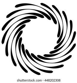 Spiral element. Concentric swirling shape with lines rotating inwards. Helix, volute illustration.