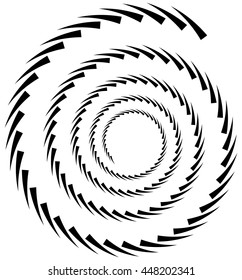 Spiral element. Concentric swirling shape with lines rotating inwards. Helix, volute illustration.