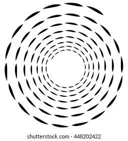Spiral element. Concentric swirling shape with lines rotating inwards. Helix, volute illustration.