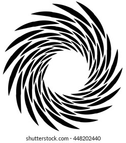 Spiral element. Concentric swirling shape with lines rotating inwards. Helix, volute illustration.