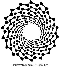 Spiral element. Concentric swirling shape with lines rotating inwards. Helix, volute illustration.