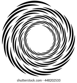 Spiral element. Concentric swirling shape with lines rotating inwards. Helix, volute illustration.