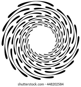 Spiral element. Concentric swirling shape with lines rotating inwards. Helix, volute illustration.