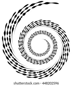 Spiral element. Concentric swirling shape with lines rotating inwards. Helix, volute illustration.