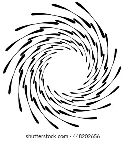 Spiral element. Concentric swirling shape with lines rotating inwards. Helix, volute illustration.