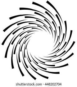 Spiral element. Concentric swirling shape with lines rotating inwards. Helix, volute illustration.