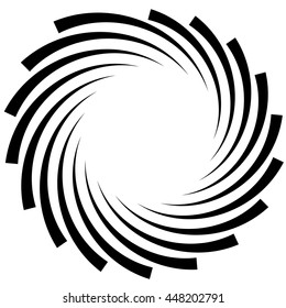 Spiral element. Concentric swirling shape with lines rotating inwards. Helix, volute illustration.