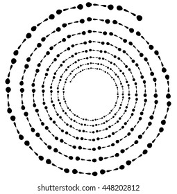 Spiral element. Concentric swirling shape with lines rotating inwards. Helix, volute illustration.