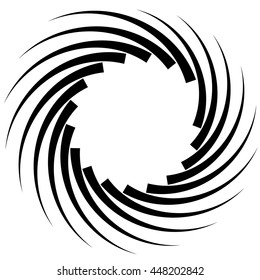 Spiral element. Concentric swirling shape with lines rotating inwards. Helix, volute illustration.