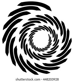 Spiral element. Concentric swirling shape with lines rotating inwards. Helix, volute illustration.