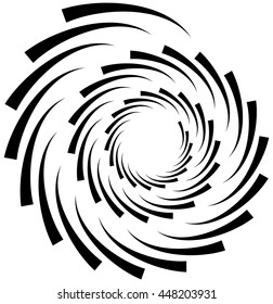 Spiral element. Concentric swirling shape with lines rotating inwards. Helix, volute illustration.