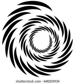 Spiral element. Concentric swirling shape with lines rotating inwards. Helix, volute illustration.