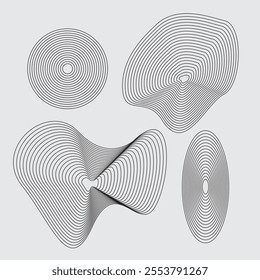 Spiral element line vector combination shape black white