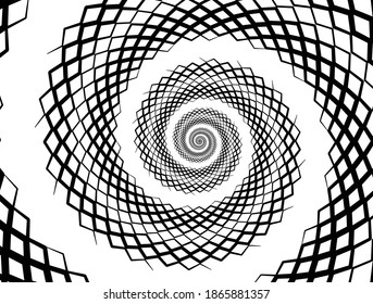  Spiral element vector illustration. Texture with wavy, billowy lines. Optical art background. Wave design black and white. Digital image with a psychedelic stripes. Vector illustration