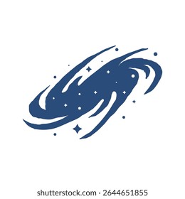 Espiral e elips galáxia vetor ilustração. Componente de design de estrelas do sistema de gás interestelar. Mão minimalista e simples desenhado